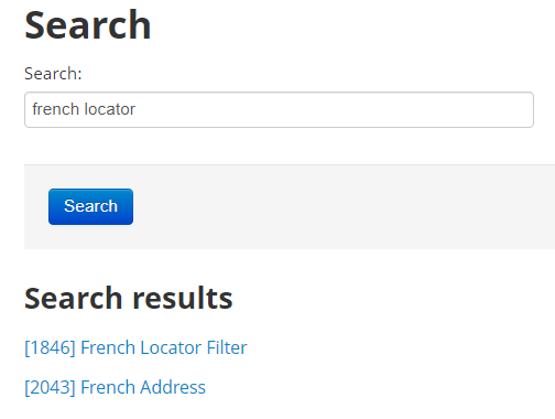 Plugin ID into plugin search page - Example Franch Locator Filter